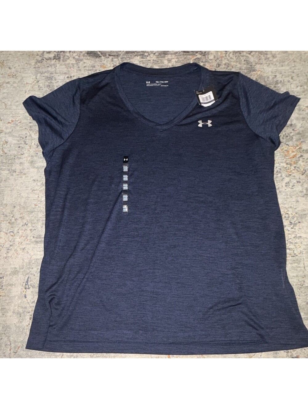 Under Armour HeatGear Women's V-Neck Short Sleeve T-Shirt 2XL Blue Loose A302